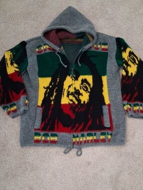Vintage Bob Marely One Love Tejidos Ruminahul Zip Up Hoodie Sweater. (M) Unisex